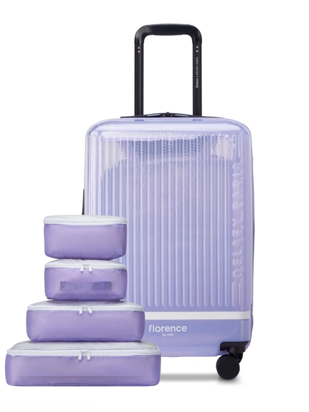 Delsey Florence Carry-On Spinner Travel Bag in Translucent Purple